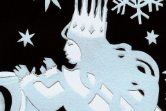 The Snow Queen's Sleigh- Cut paper illustration for part 2 of "The Snow Queen" by Hans Christian Andersen