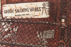 Union Machine Works woodcut and linocut print 2009