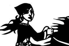The Robber Girl- Cut paper illustration for part 5 of "The Snow Queen" by Hans Christian Andersen