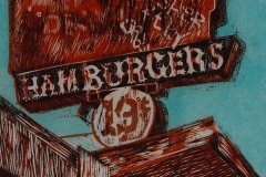Drive-In woodcut print 2008