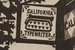 California Typewriter woodcut print 2014