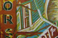 Wilton's Liquors woodcut print 2008